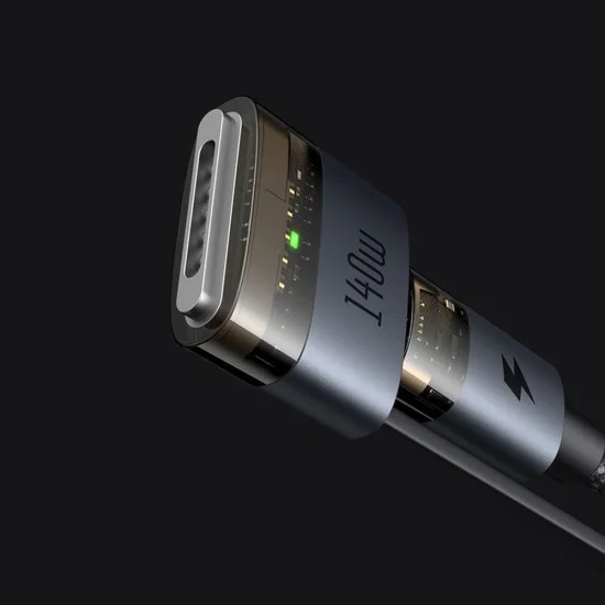 Кабел за данни 2 в 1 Mcdodo (CA-8860) - Type-C към USB-C + MagSafe 3, 240W, LED индикатор, 2m - Черен