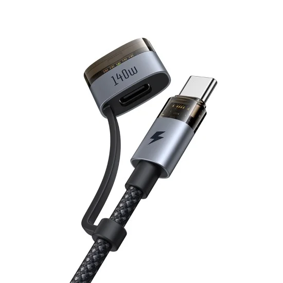 Кабел за данни 2 в 1 Mcdodo (CA-8860) - Type-C към USB-C + MagSafe 3, 240W, LED индикатор, 2m - Черен
