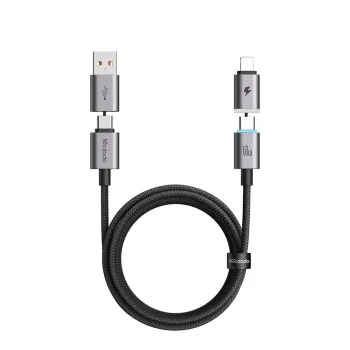 Кабел за данни 4 в 1 Mcdodo Extreme Energy Series (CA-6560) - с магнитни накрайници, USB-C/USB-A към USB-C/Lightning, 60W, 1.2m - Черен