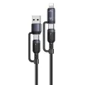 Кабел за данни 4 в 1 Yesido (CA200) - USB, Type-C към Type-C, Lightning, 60W, 480Mbps, 1.2m, алуминиева сплав - Черен