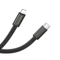 Кабел за данни Borofone Peace (BX124) - USB-C към Lightning, 30W, найлонова оплетка, плосък дизайн против оплитане, 1m - Черен