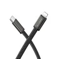 Кабел за данни Borofone Peace (BX124) - USB-C към Lightning, 30W, найлонова оплетка, плосък дизайн против оплитане, 1m - Черен