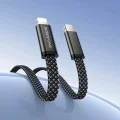 Кабел за данни Borofone Peace (BX124) - USB-C към Lightning, 30W, найлонова оплетка, плосък дизайн против оплитане, 1m - Черен