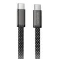 Кабел за данни Borofone Peace (BX124) - USB-C към USB-C, 60W, найлонова оплетка, плосък дизайн против оплитане, 1m - Черен