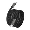 Кабел за данни Borofone Peace (BX124) - USB-C към USB-C, 60W, найлонова оплетка, плосък дизайн против оплитане, 1m - Черен