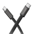 Кабел за данни Borofone Peace (BX124) - USB-C към USB-C, 60W, найлонова оплетка, плосък дизайн против оплитане, 1m - Черен