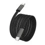 Кабел за данни Borofone Peace (BX124) - USB-C към USB-C, 60W, найлонова оплетка, плосък дизайн против оплитане, 1m - Черен