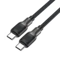 Кабел за данни C10-03 – Acefast, тип-C към тип-C, 60 W, високоскоростно зареждане, 1,2 м – черен