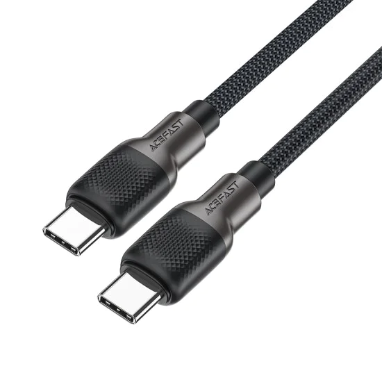 Кабел за данни C10-03 – Acefast, тип-C към тип-C, 60 W, високоскоростно зареждане, 1,2 м – черен