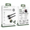 Кабел за данни C10-03 – Acefast, тип-C към тип-C, 60 W, високоскоростно зареждане, 1,2 м – черен