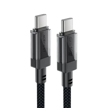 Кабел за данни C12-03 – Acefast, тип-C към тип-C, 60 W, високоскоростно зареждане, 1,2 м – черен
