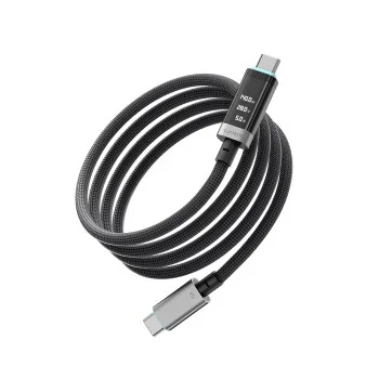 Кабел за данни CTC620P (CCTC620POSBK) - USB-C към USB-C, Дигитален дисплей, 240W, 6A, 480Mbps, E-Marker чип, 2m - Cuktech - Черен