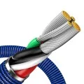 Кабел за данни Data Cable Crystal Shine (CAJY000003) - USB към Lightning, 2.4A, 1.2m, Плетена найлонова оплетка - Baseus - Син