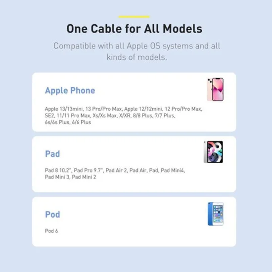 Кабел за данни Data Cable Crystal Shine (CAJY000003) - USB към Lightning, 2.4A, 1.2m, Плетена найлонова оплетка - Baseus - Син