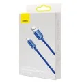 Кабел за данни Data Cable Crystal Shine (CAJY000003) - USB към Lightning, 2.4A, 1.2m, Плетена найлонова оплетка - Baseus - Син
