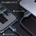 Кабел за данни Data Cable Crystal Shine (CAJY000003) - USB към Lightning, 2.4A, 1.2m, Плетена найлонова оплетка - Baseus - Син