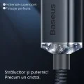 Кабел за данни Data Cable Crystal Shine (CAJY000003) - USB към Lightning, 2.4A, 1.2m, Плетена найлонова оплетка - Baseus - Син
