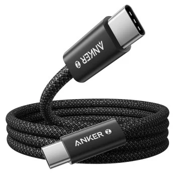 Кабел за данни Data Cable Zolo (A8060H12) - Type-C към Type-C, Ултрабързо зареждане, 240W, PD 3.1, Плетена оплеталкa, Устойчив на замърсяване, 1.8m - Anker - Черен