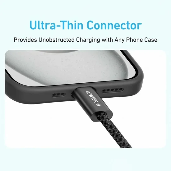 Кабел за данни Data Cable Zolo (A8060H12) - Type-C към Type-C, Ултрабързо зареждане, 240W, PD 3.1, Плетена оплеталкa, Устойчив на замърсяване, 1.8m - Anker - Черен