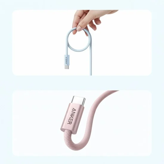 Кабел за данни Data Cable Zolo (A8060H12) - Type-C към Type-C, Ултрабързо зареждане, 240W, PD 3.1, Плетена оплеталкa, Устойчив на замърсяване, 1.8m - Anker - Черен