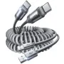 Кабел за данни Lisen L114 (YL0125030001) - за CarPlay, USB към Type-C, 3A, 480Mbps, алуминий, силикон, оплетан, 1m - Сив