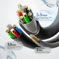 Кабел за данни Lisen L115 (YL0126010031) - Type-C към Type-C, бързо зареждане, 100W, 480Mbps, алуминиева сплав, силикон, 3m - Сив