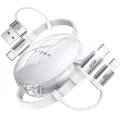 Кабел за данни Lisen (YL0123030001) - Type-C, адаптер USB към Type-C, адаптер Lightning, ABS, 60W, 1m - Бял
