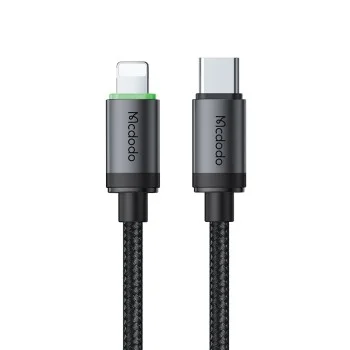 Кабел за данни Mcdodo (CA-4820) - USB-C към Lightning, найлонова оплетка, алуминиева сплав, 36W, 1m - Черен