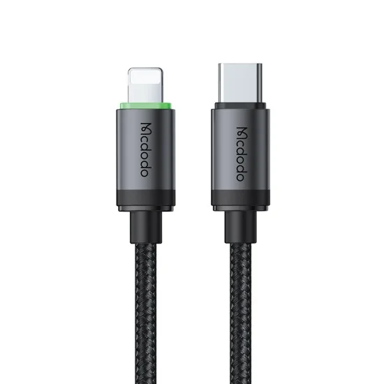 Кабел за данни Mcdodo (CA-4820) - USB-C към Lightning, найлонова оплетка, алуминиева сплав, 36W, 1m - Черен