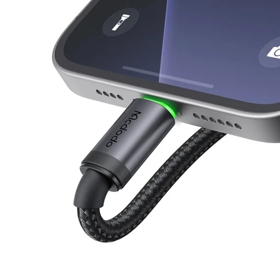 Кабел за данни Mcdodo (CA-4820) - USB-C към Lightning, найлонова оплетка, алуминиева сплав, 36W, 1m - Черен