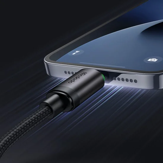 Кабел за данни Mcdodo (CA-4820) - USB-C към Lightning, найлонова оплетка, алуминиева сплав, 36W, 1m - Черен