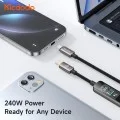 Кабел за данни Mcdodo (CA-8750) - Type-C към Type-C, с TFT дисплей, оплетен найлон, алуминиева сплав, 240W, 1.2m - Черен