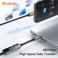 Кабел за данни Mcdodo (CA-8750) - Type-C към Type-C, с TFT дисплей, оплетен найлон, алуминиева сплав, 240W, 1.2m - Черен