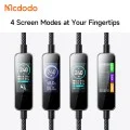 Кабел за данни Mcdodo (CA-8750) - Type-C към Type-C, с TFT дисплей, оплетен найлон, алуминиева сплав, 240W, 1.2m - Черен