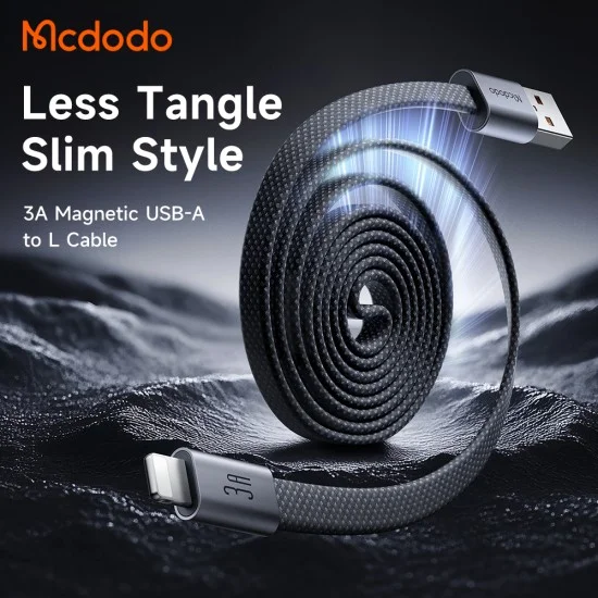 Кабел за данни Mcdodo Self-Winding Series (CA-1160) - USB-A към Lightning, 3A, 1m - Черен