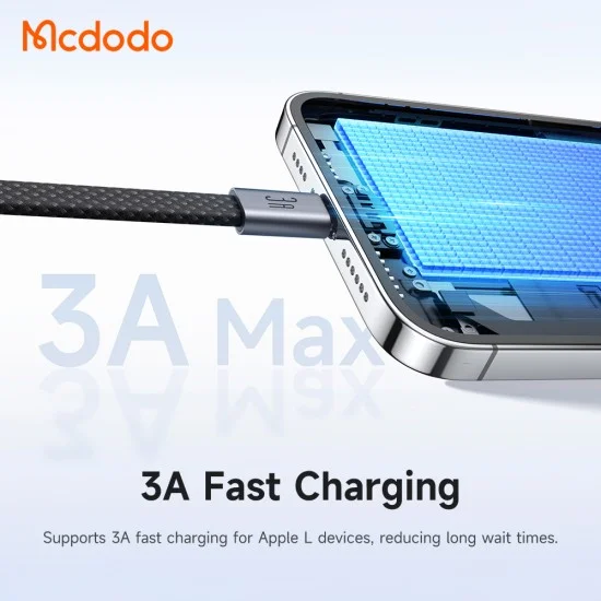 Кабел за данни Mcdodo Self-Winding Series (CA-1160) - USB-A към Lightning, 3A, 1m - Черен