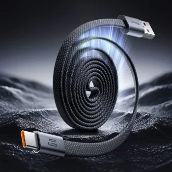 Кабел за данни Mcdodo Self-Winding Series (CA-1200) - USB към Type-C, ултратънък магнитен, 6A, 1m - Черен