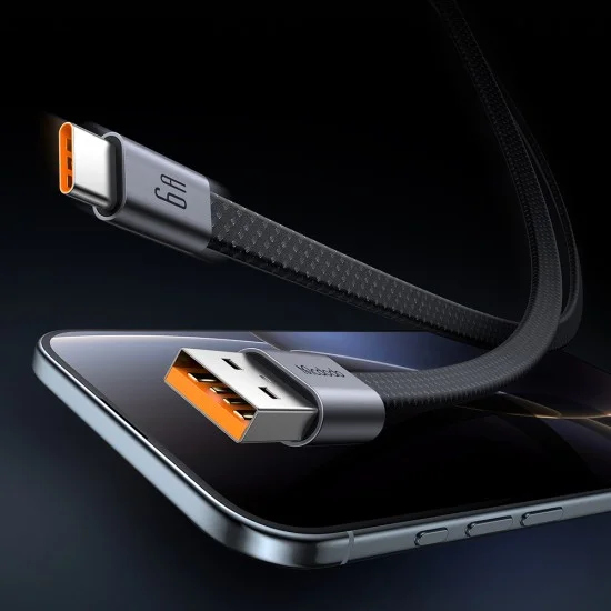 Кабел за данни Mcdodo Self-Winding Series (CA-1200) - USB към Type-C, ултратънък магнитен, 6A, 1m - Черен