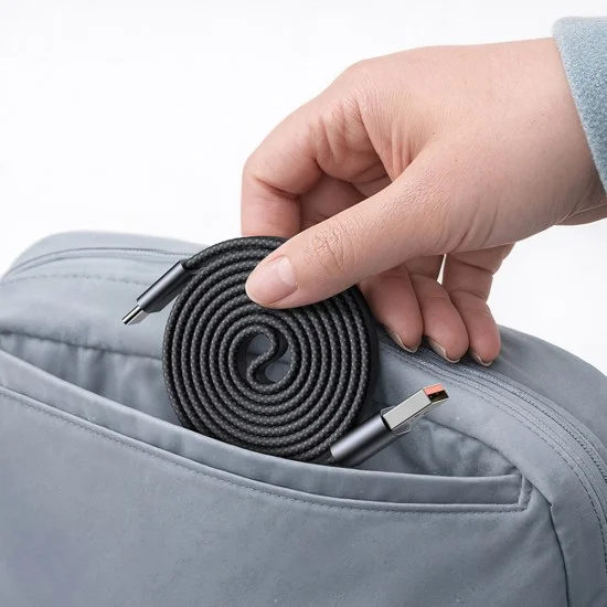 Кабел за данни Mcdodo Self-Winding Series (CA-1200) - USB към Type-C, ултратънък магнитен, 6A, 1m - Черен