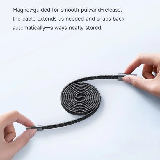 Кабел за данни Mcdodo Self-Winding Series (CA-1200) - USB към Type-C, ултратънък магнитен, 6A, 1m - Черен