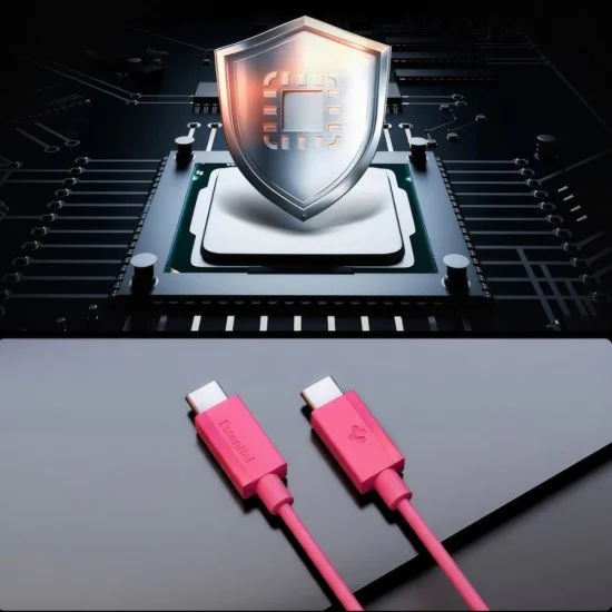 Кабел за данни Spigen Data Cable Essential EB6010CC - Type-C към Type-C, 60W, 1m - Розов