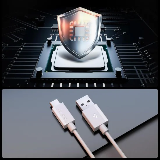 Кабел за данни Spigen Data Cable Essential EB6015AC - Type-C към USB, 60W - Бял