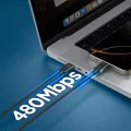 Кабел за данни Spigen Data Cable Essential EB6015CC - Type-C към Type-C, 60W - Черен