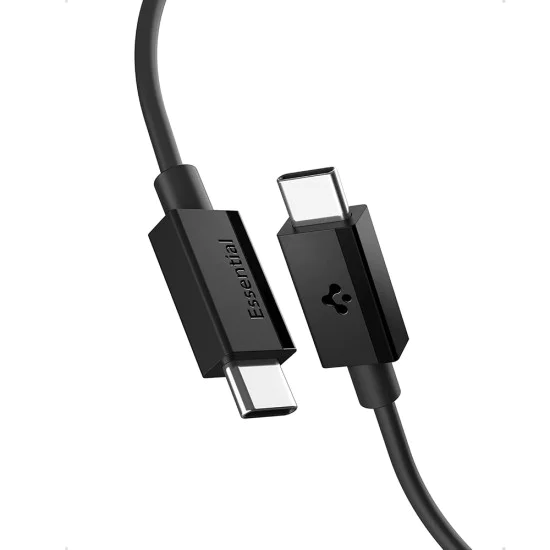 Кабел за данни Spigen Data Cable Essential EB6015CC - Type-C към Type-C, 60W - Черен
