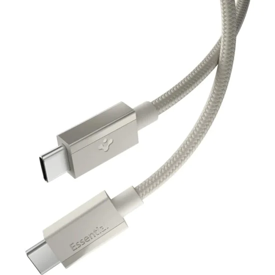 Кабел за данни Spigen Data Cable Essential EB6015CC - Type-C към Type-C, 60W - Естествен титан
