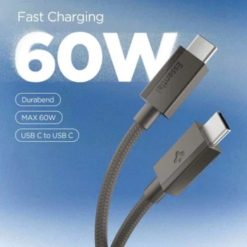 Кабел за данни Spigen Data Cable Essential EB6015CC - Type-C към Type-C, 60W - Сив (Gunmetal)