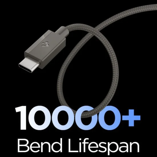 Кабел за данни Spigen Data Cable Essential EB6015CC - Type-C към Type-C, 60W - Сив (Gunmetal)