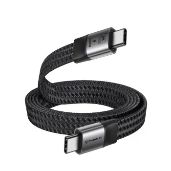 Кабел за данни Techsuit Premium Data Cable ElysiumSync Pro (CX1) - Type-C към Type-C, PD240W, USB4.0 Gen 4, 40Gbps, 8K@60Hz, 1m - Сив