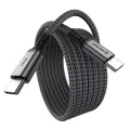 Кабел за данни Techsuit Premium Data Cable TitanSync Pro (CX2) - Type-C към Type-C, PD240W, 480Mbps, E-marker Chip, 1m - Сив