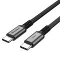 Кабел за данни Techsuit Premium Data Cable TitanSync Pro (CX2) - Type-C към Type-C, PD240W, 480Mbps, E-marker Chip, 1m - Сив